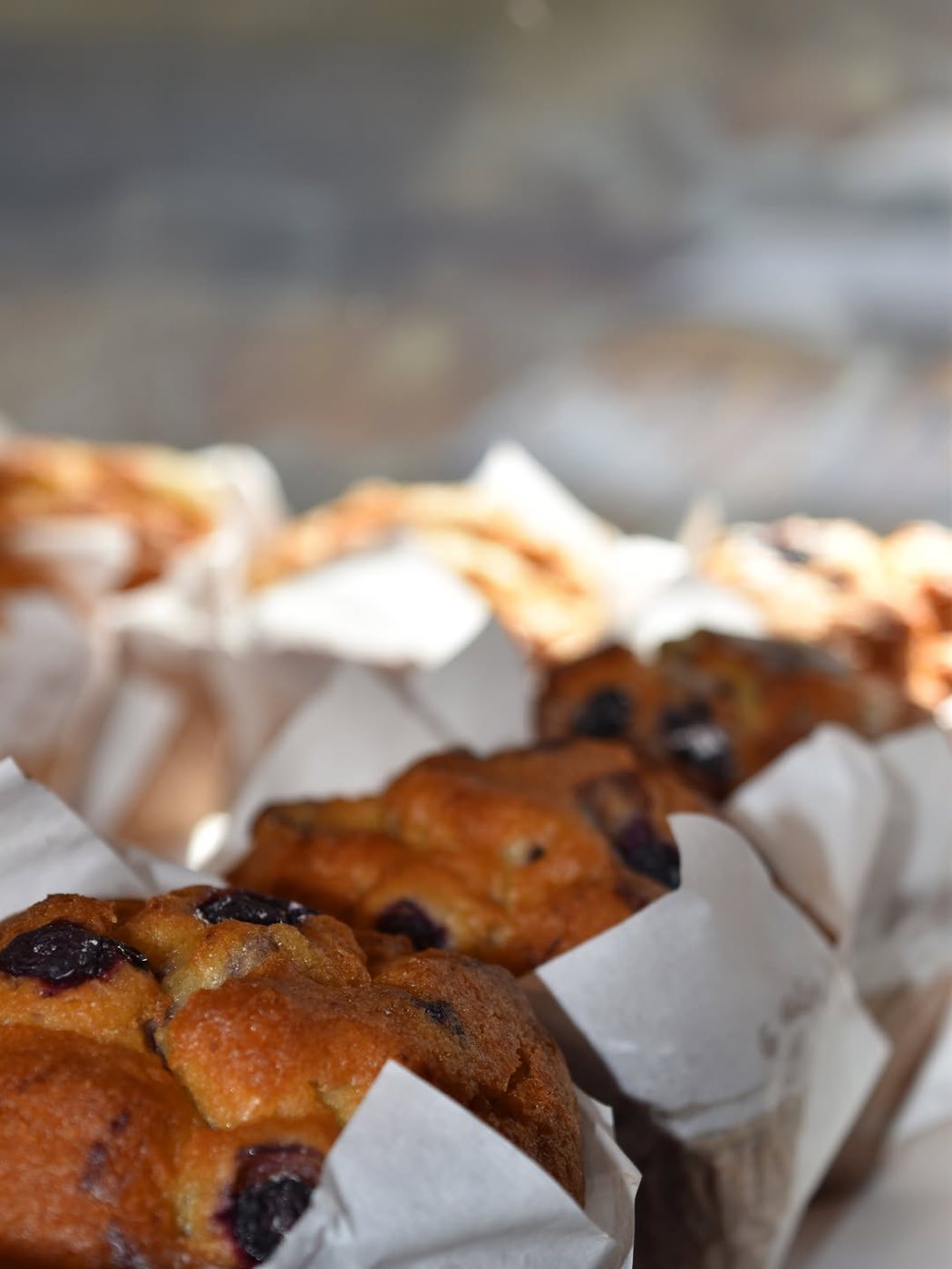 Fresh blueberry muffins and bakery items