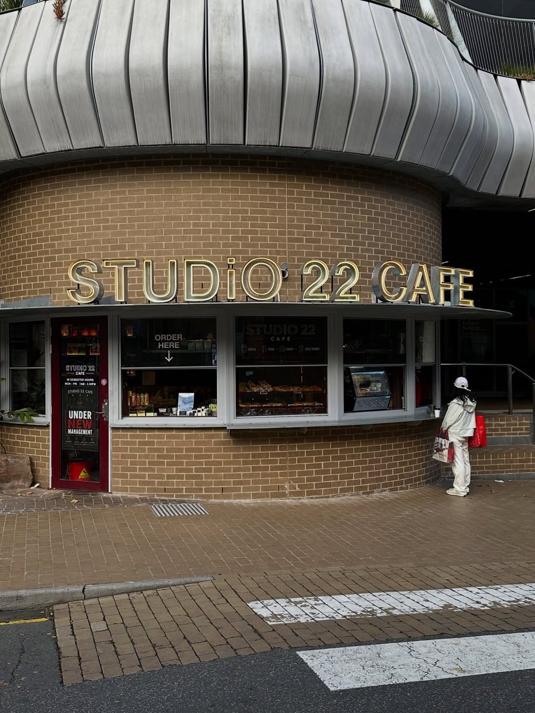 Studio 22 Café storefront on campus